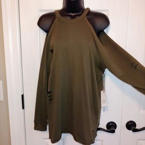 Distressed Active USA cold shoulder sweatshirt